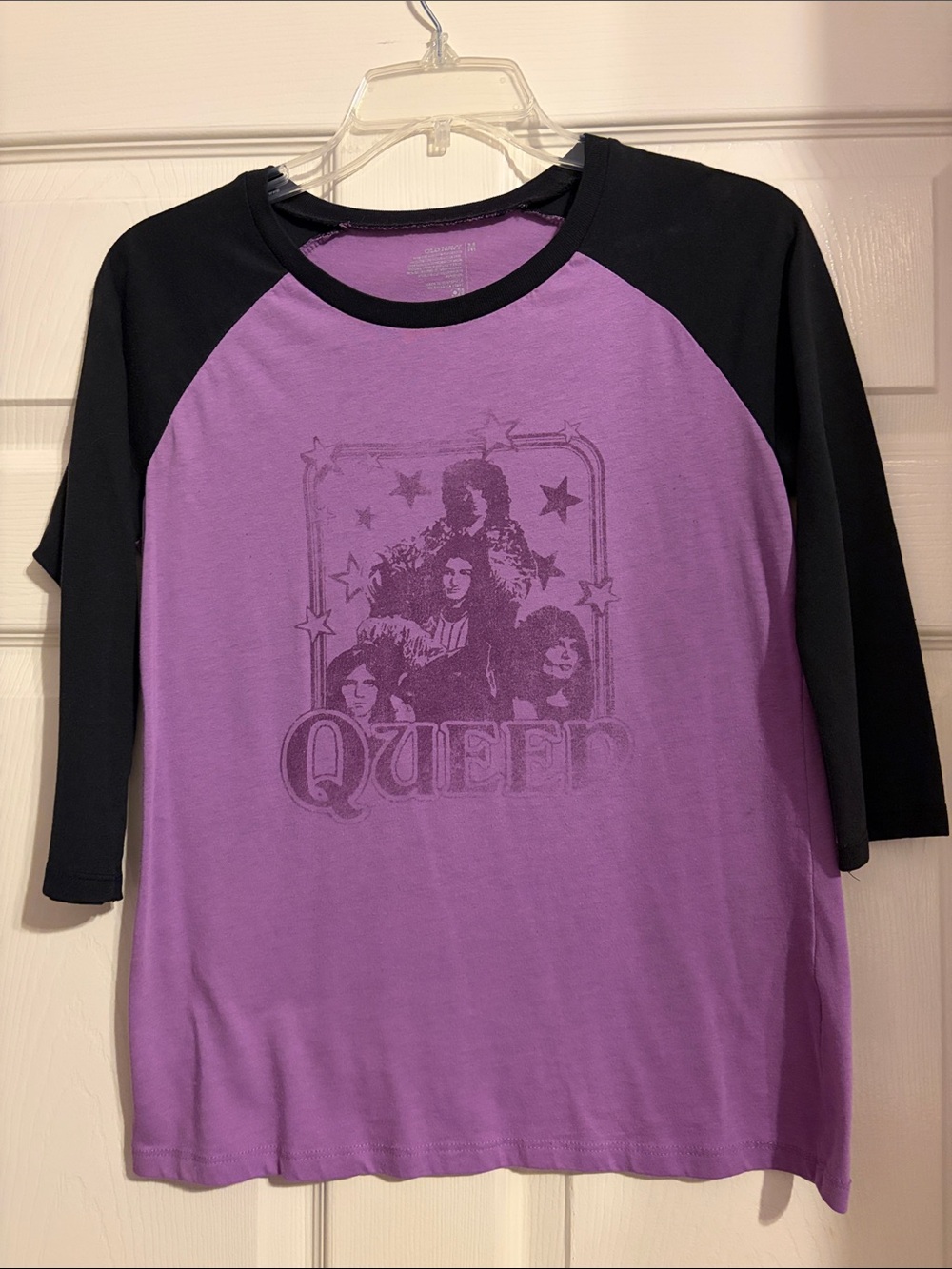 Old Navy Purple and Black Queen Graphic Raglan Tee